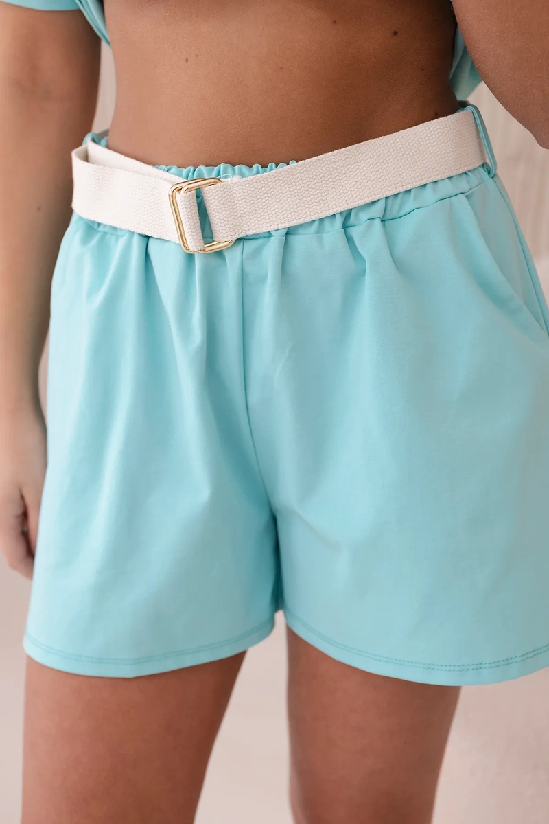 Women's set T-shirt with print + shorts - mint