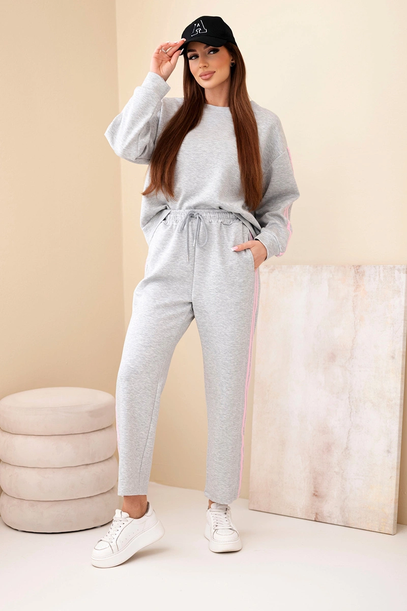 Дамски комплект на райета Kesi, сив