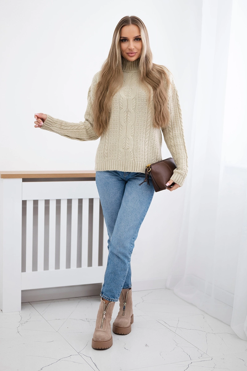 Turtleneck sweater in beige