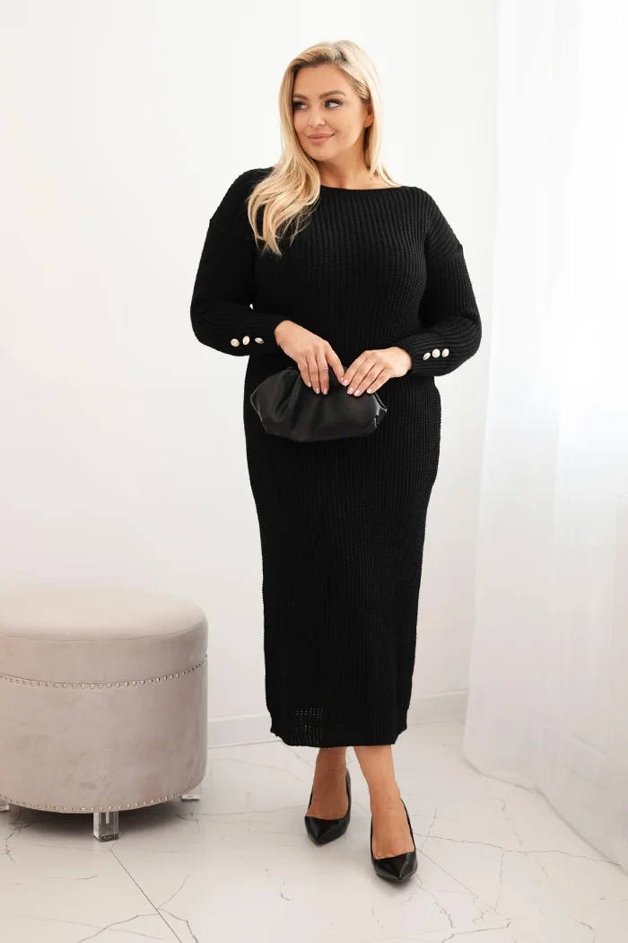 Kesi Włoski Women's Plus Size Sweater Dress with Mohair black