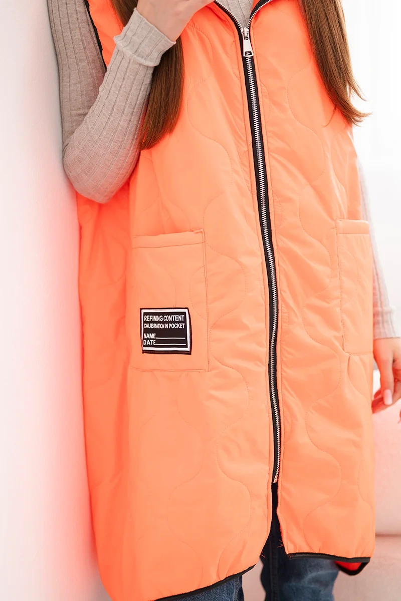 Dámska prešívaná vesta Kesi Włoski, plus size, oranžová