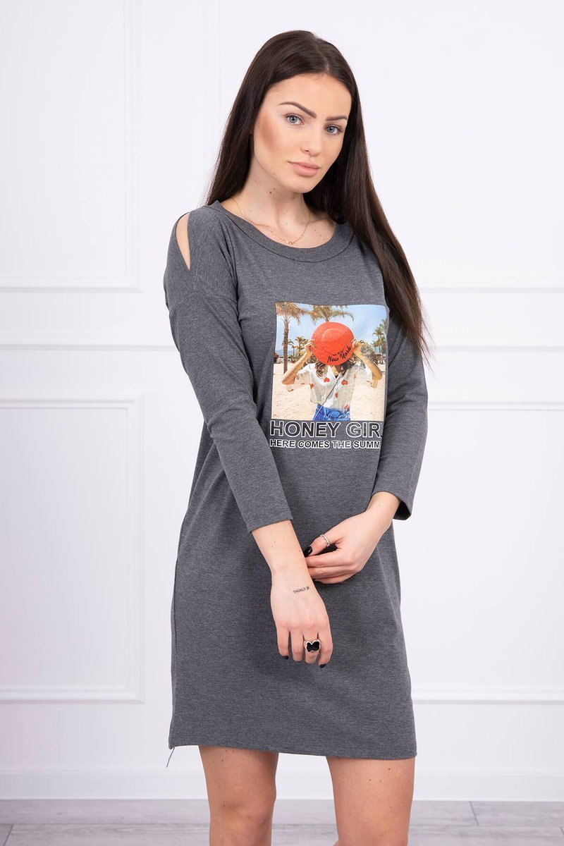 Honey girl graphite print dress