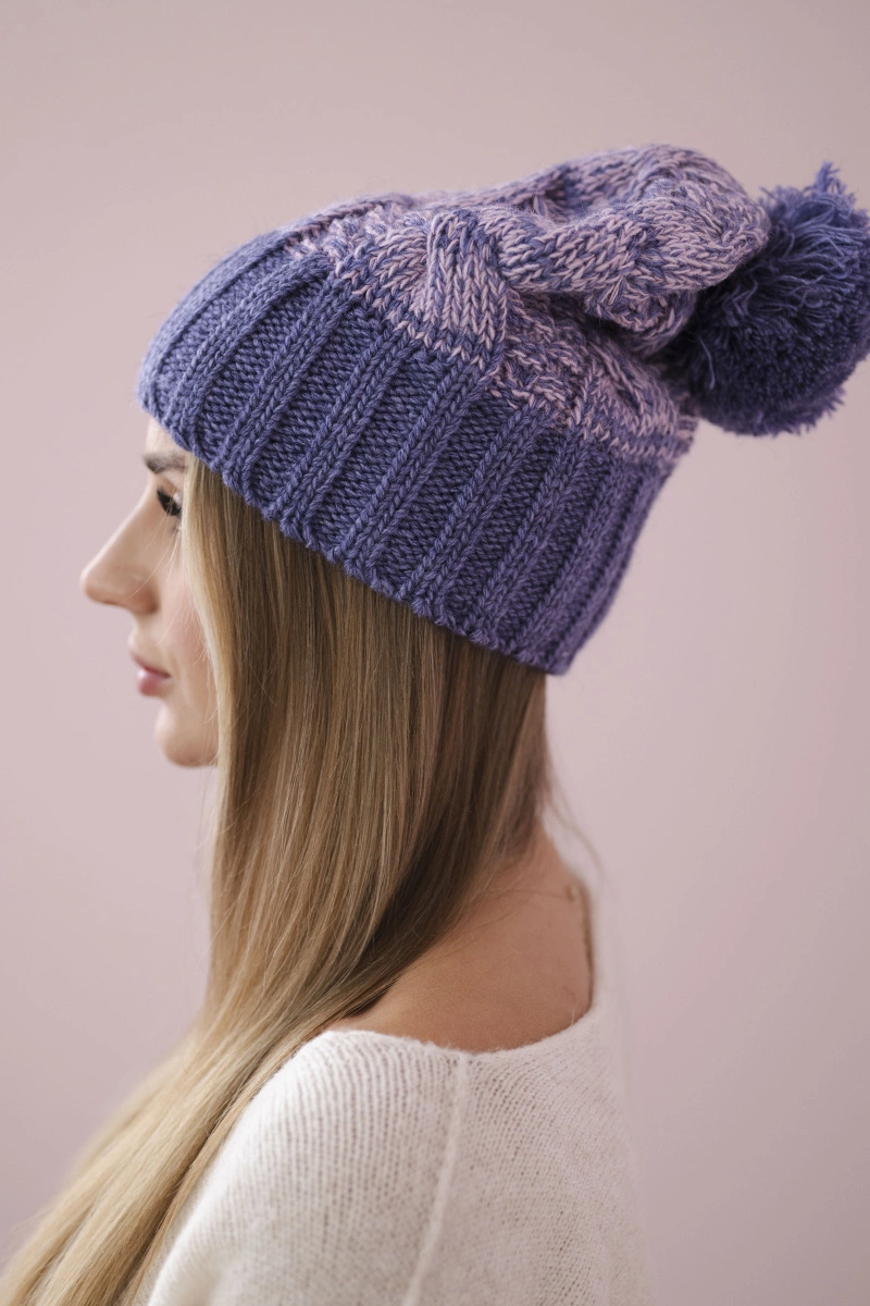 Kesi Cap with fleece Paryż K213 purple + powdered pink