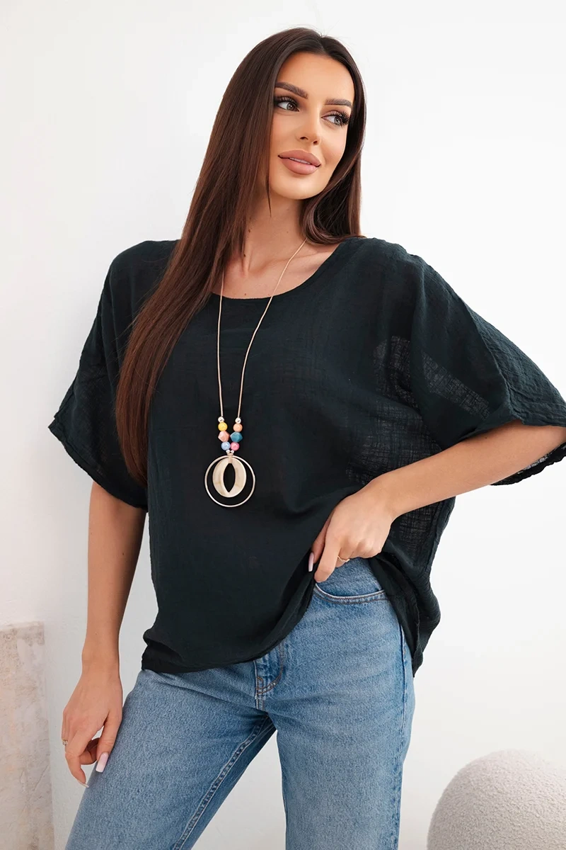 Kesi Włoski dámská oversized halenka černá