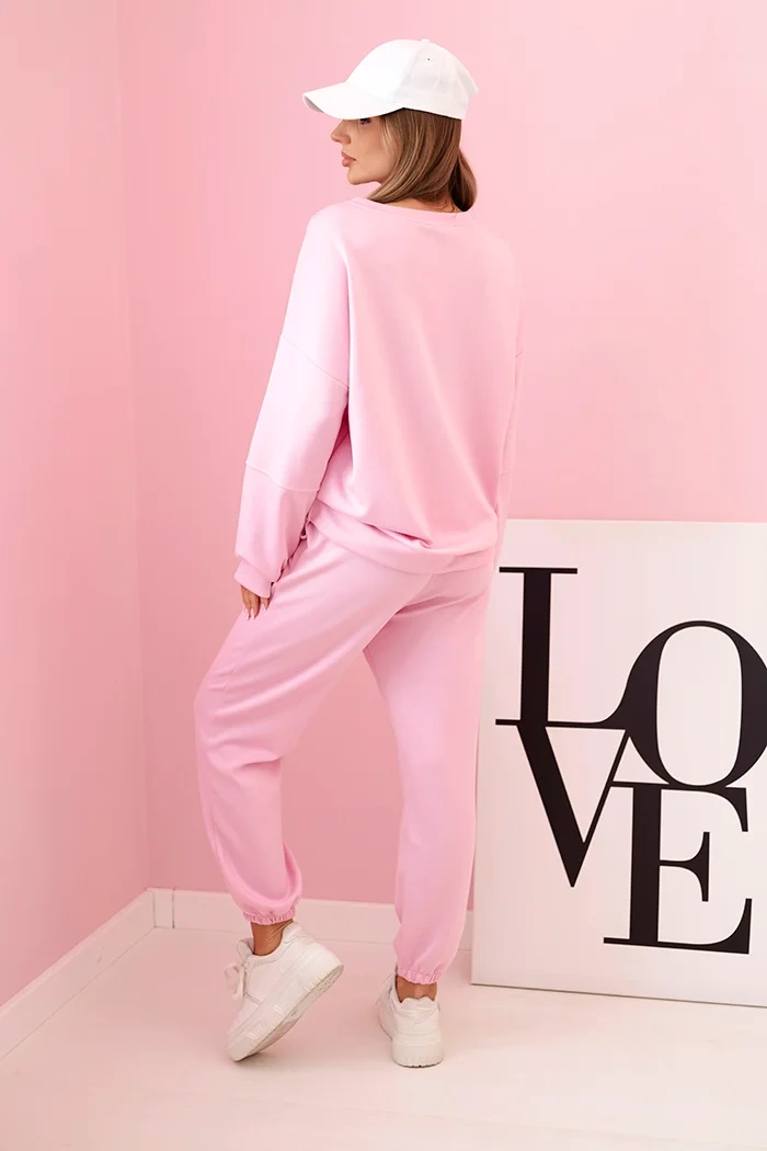 Kesi Włoski Set sweatshirt + pants buttery fabric candy pink