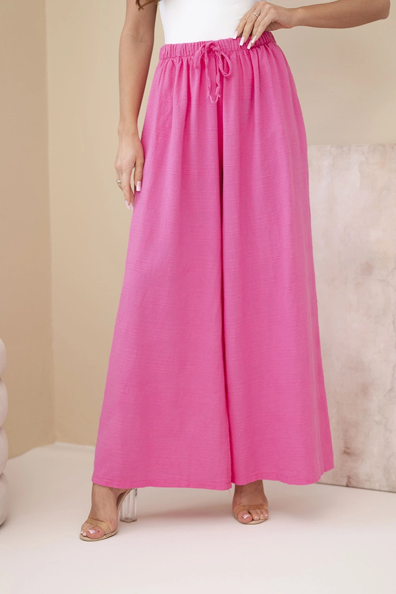 Широки панталони Kesi с еластична талия, розови