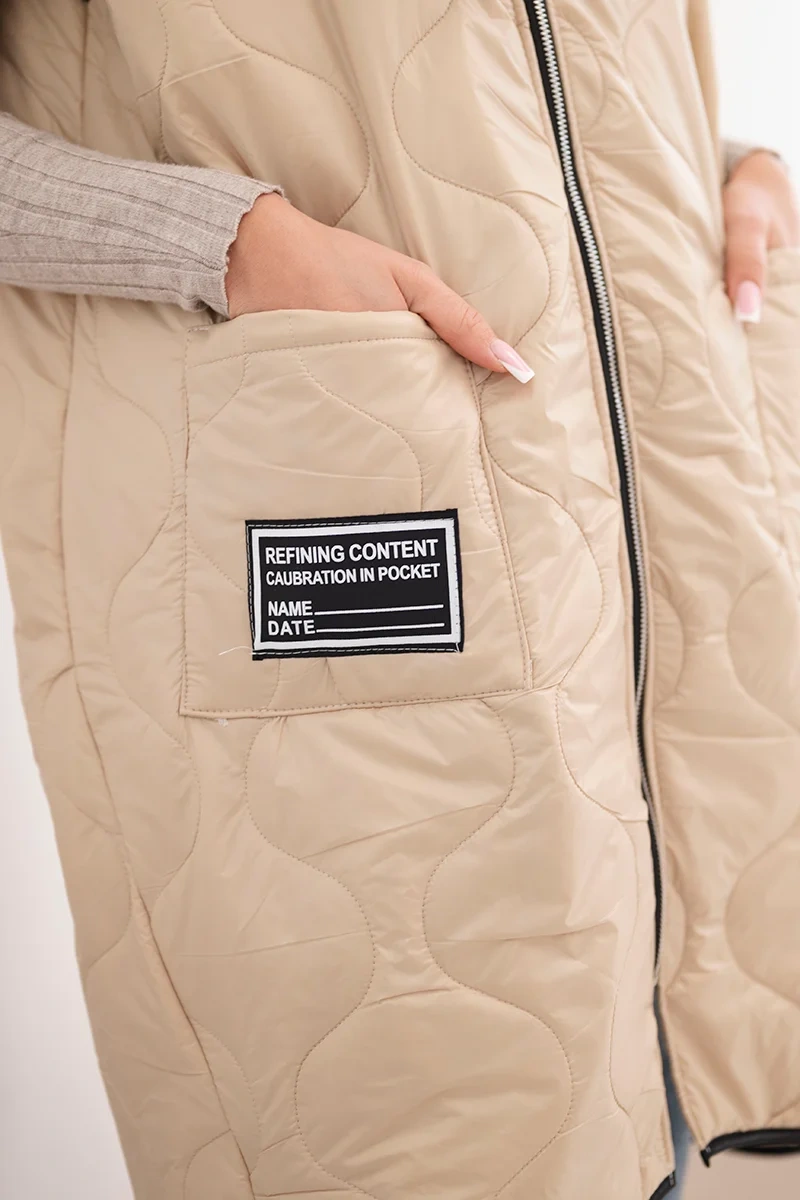 Kesi plus-size prešívaná vesta s kapucňou