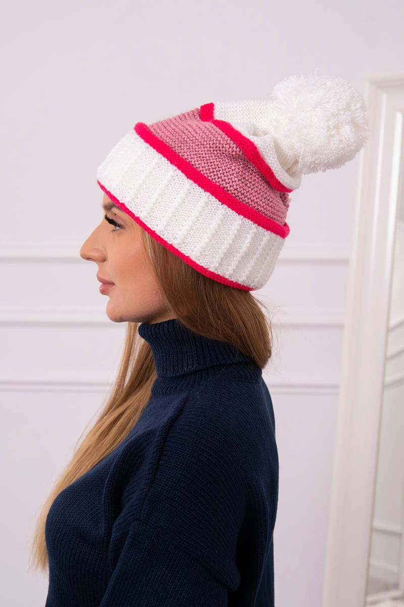 Women&#039;s Cap Kinga K297 White + Neon Pink + Dark Pink