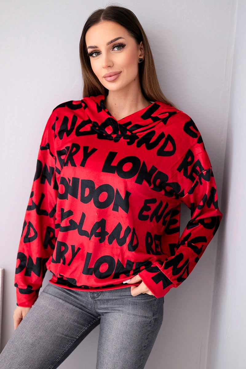 Dámská oversized mikina s kapucí a potiskem