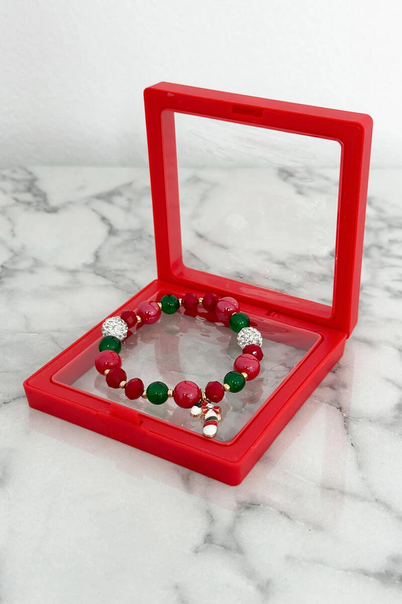 Christmas bracelet Christmas cane green
