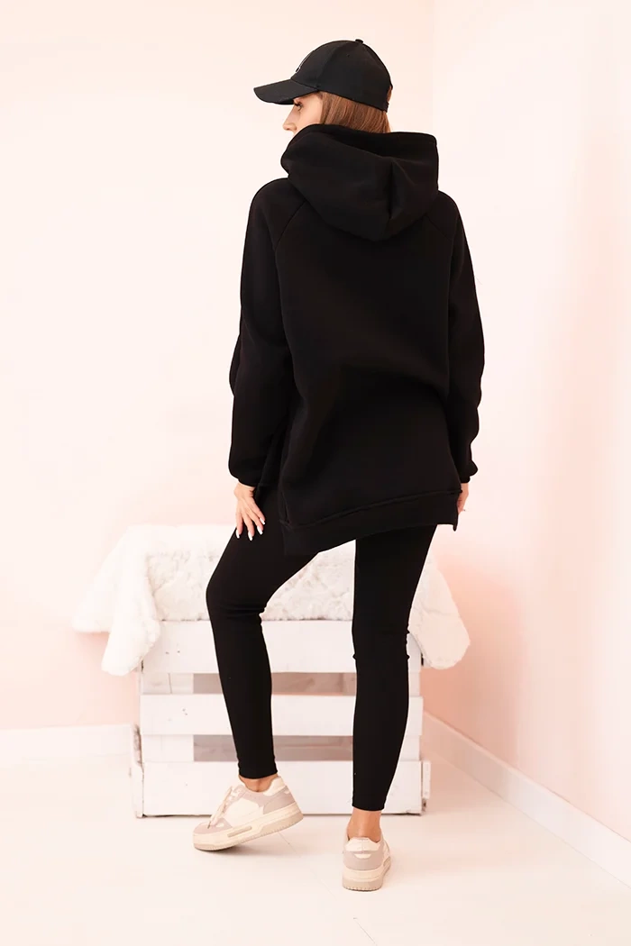 Polski Women&#039;s cotton set with a hoodie and high-waisted leggings black