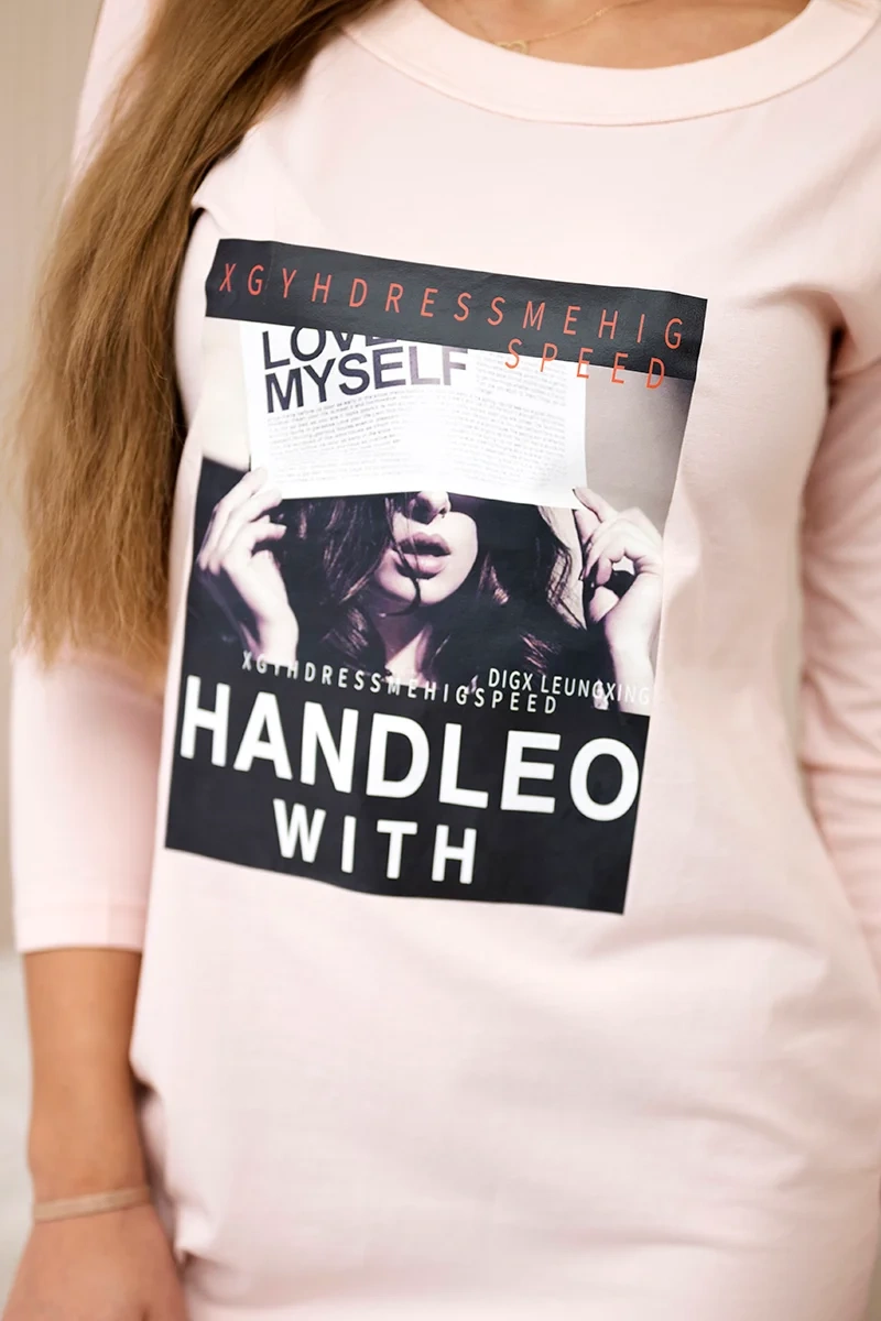 Dress with print Handle with powder pink