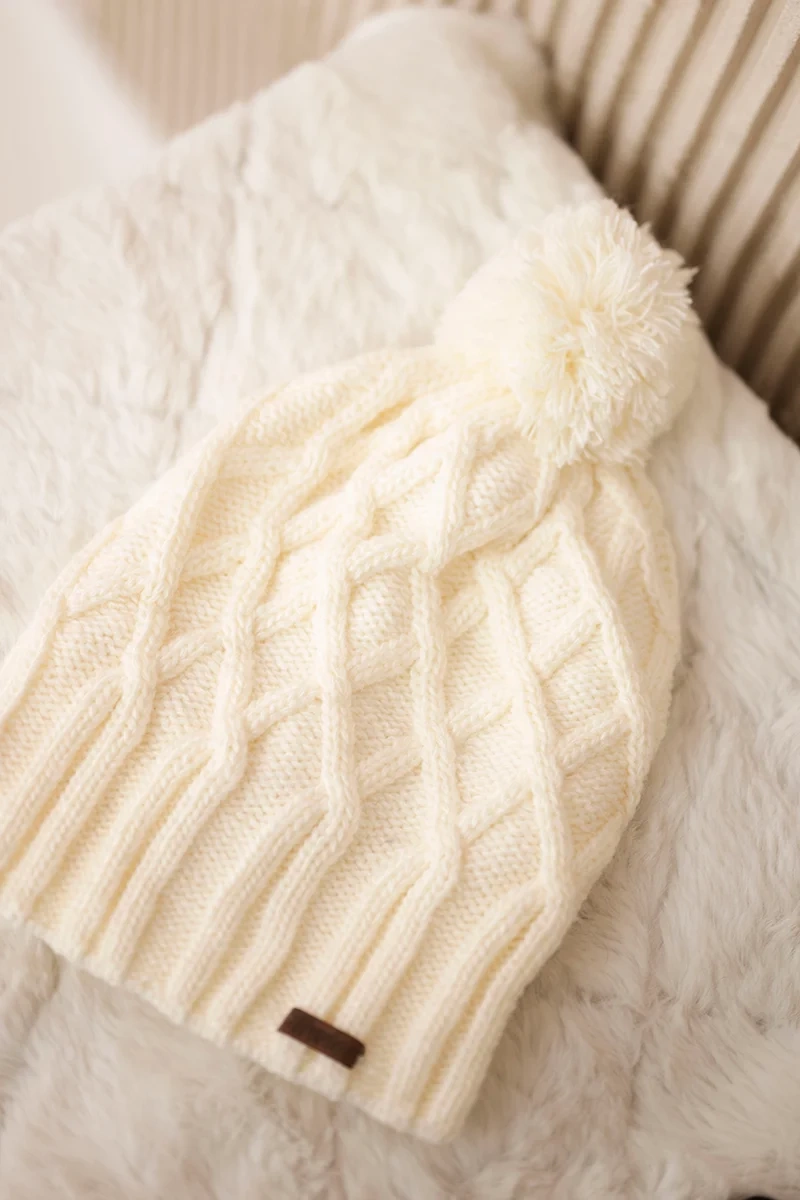 marka niezdefiniowana Cap with fleece Milano K203 dark beige melange + ecru