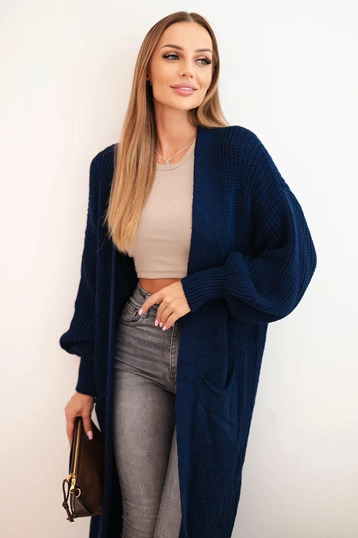 Kesi Włoski Long cardigan light navy blue