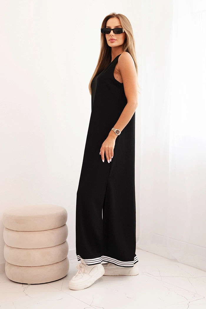 Kesi Włoski Women&#039;s set with viscose featuring a button-up blouse and a long dress black