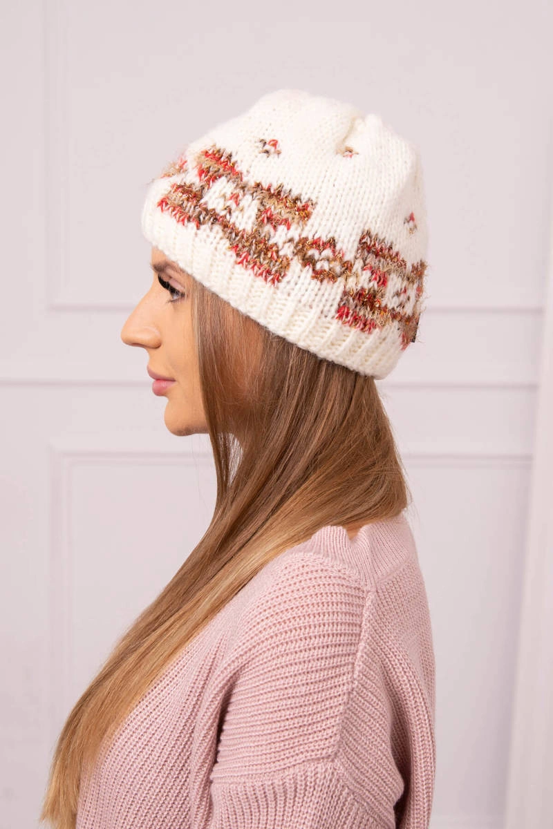 marka niezdefiniowana Women&#039;s cap Otylia K387 ecru+red