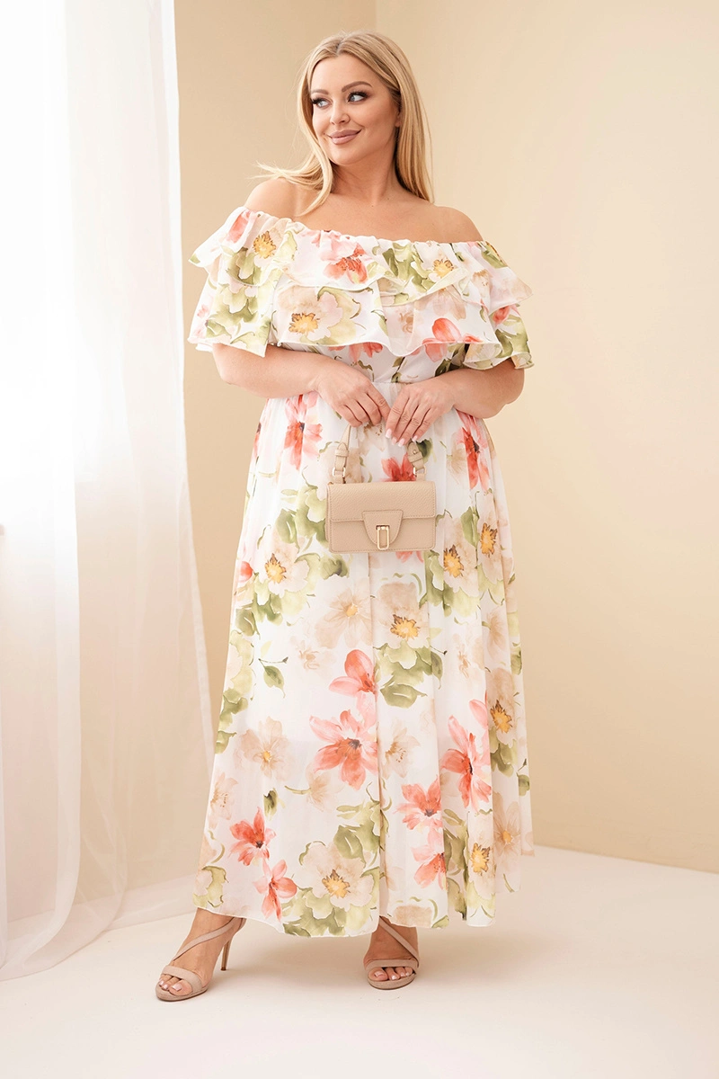 Kesi Dámské Plus Size maxi šaty se spadlými rameny