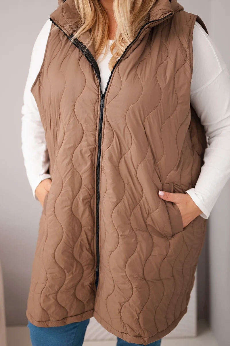 Dámska plus size vesty s kapucňou