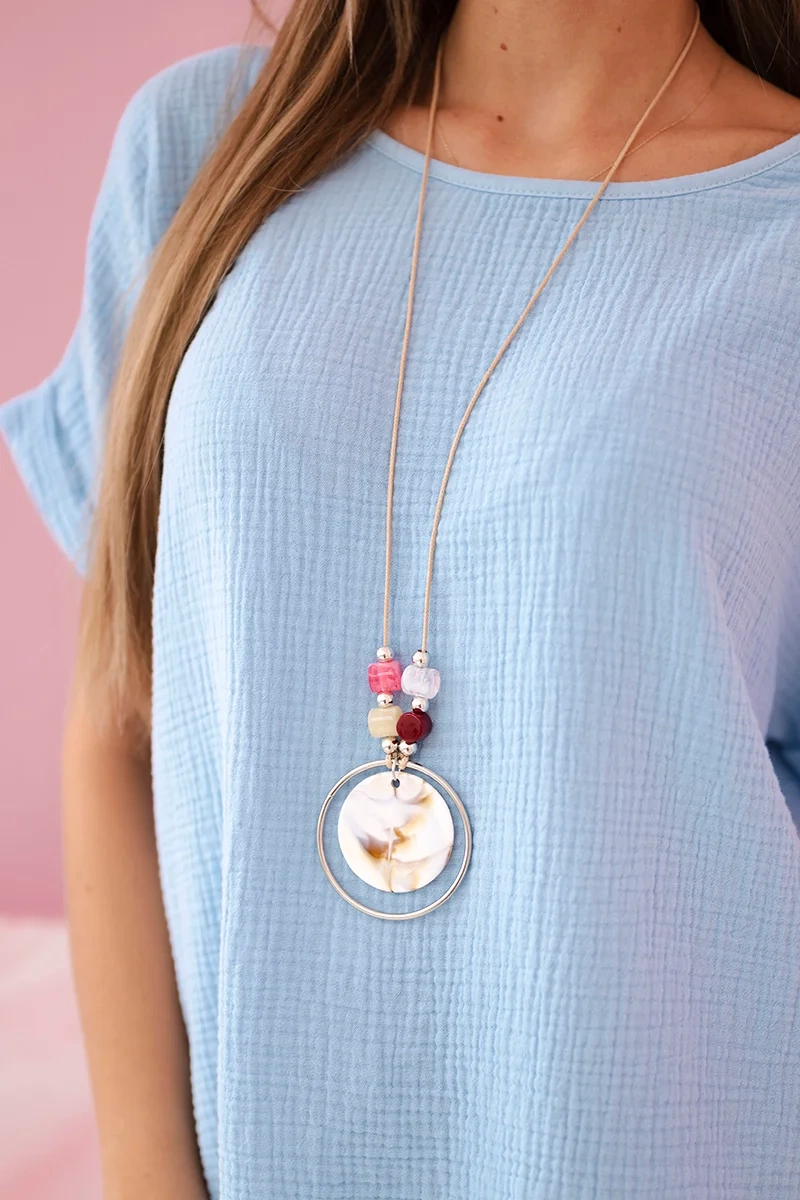 Kesi Włoski Muslin blouse with a necklace blue