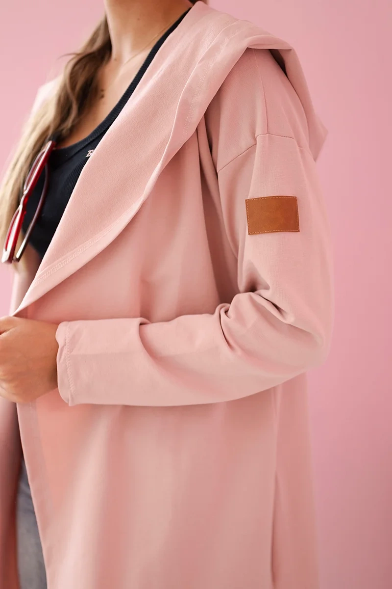 Long hooded cardigan dark powder pink