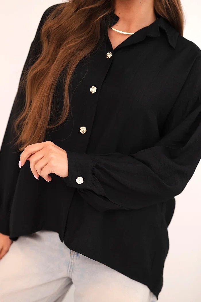 Kesi Włoski Elegant women's shirt made of viscose with decorative buttons black