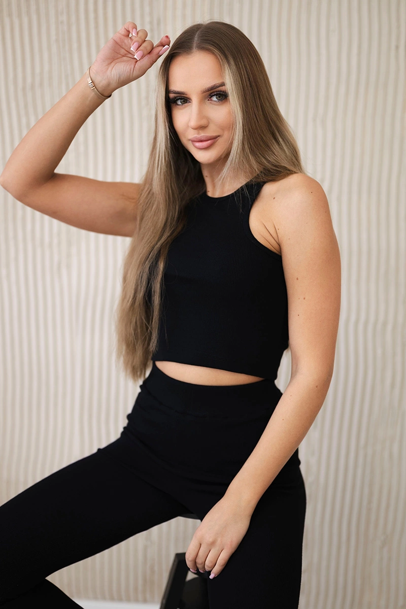 3-piece MOOR set of sweatshirt, top and leggings gray + black