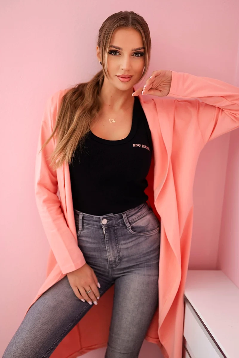 Long cardigan with hood apricot