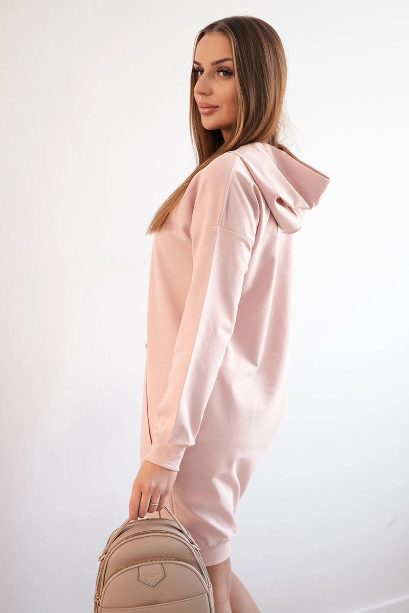 Dark powder pink dress with a hood