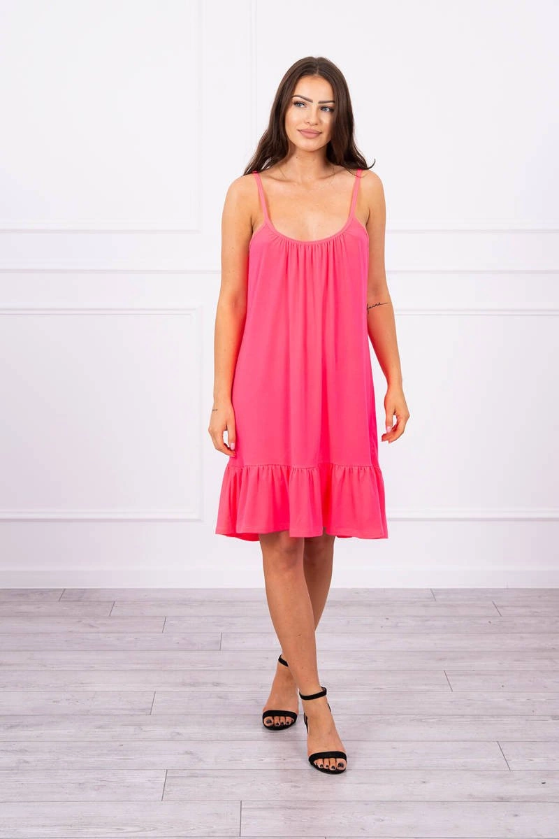 marka niezdefiniowana Dress with thin straps pink neon
