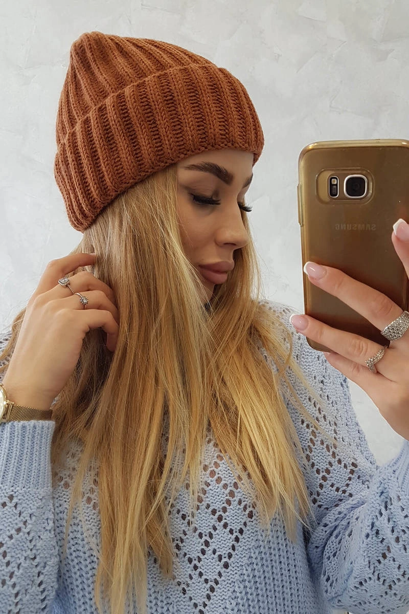 marka niezdefiniowana Cap with turn up Magda K293 camel
