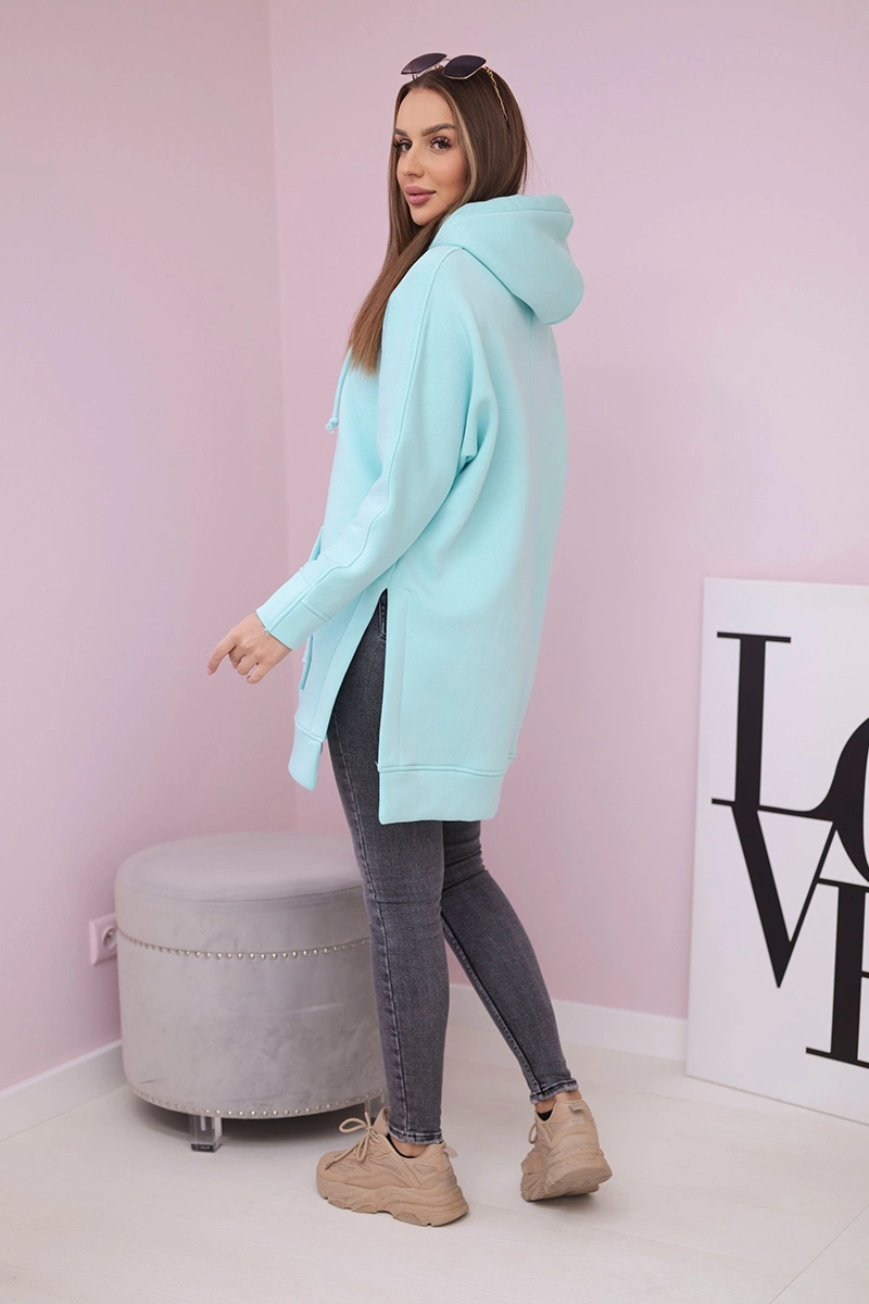 Insulated sweatshirt with side slits mint