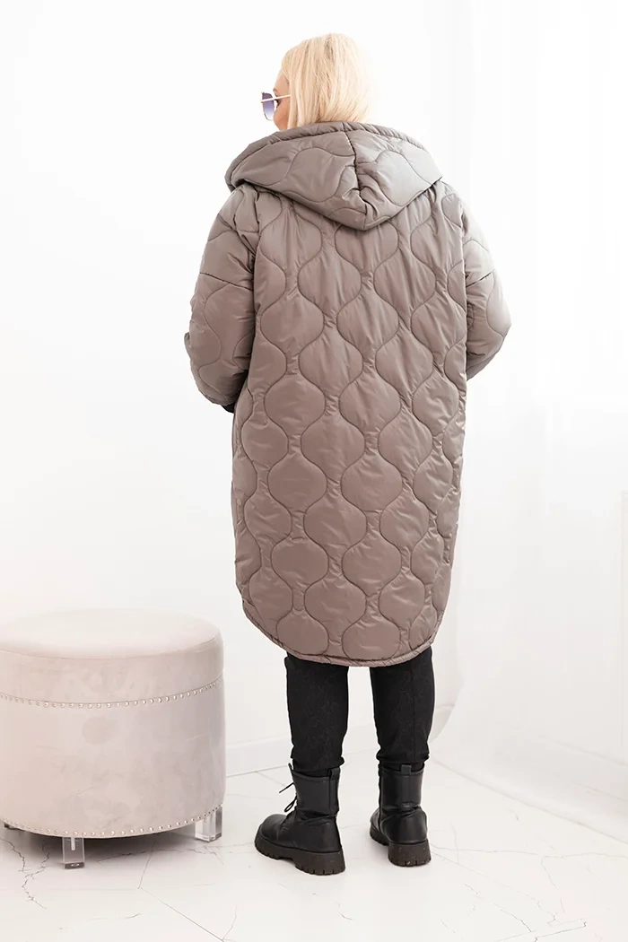 Kesi Włoski Plus Size women's quilted jacket with a hood fango