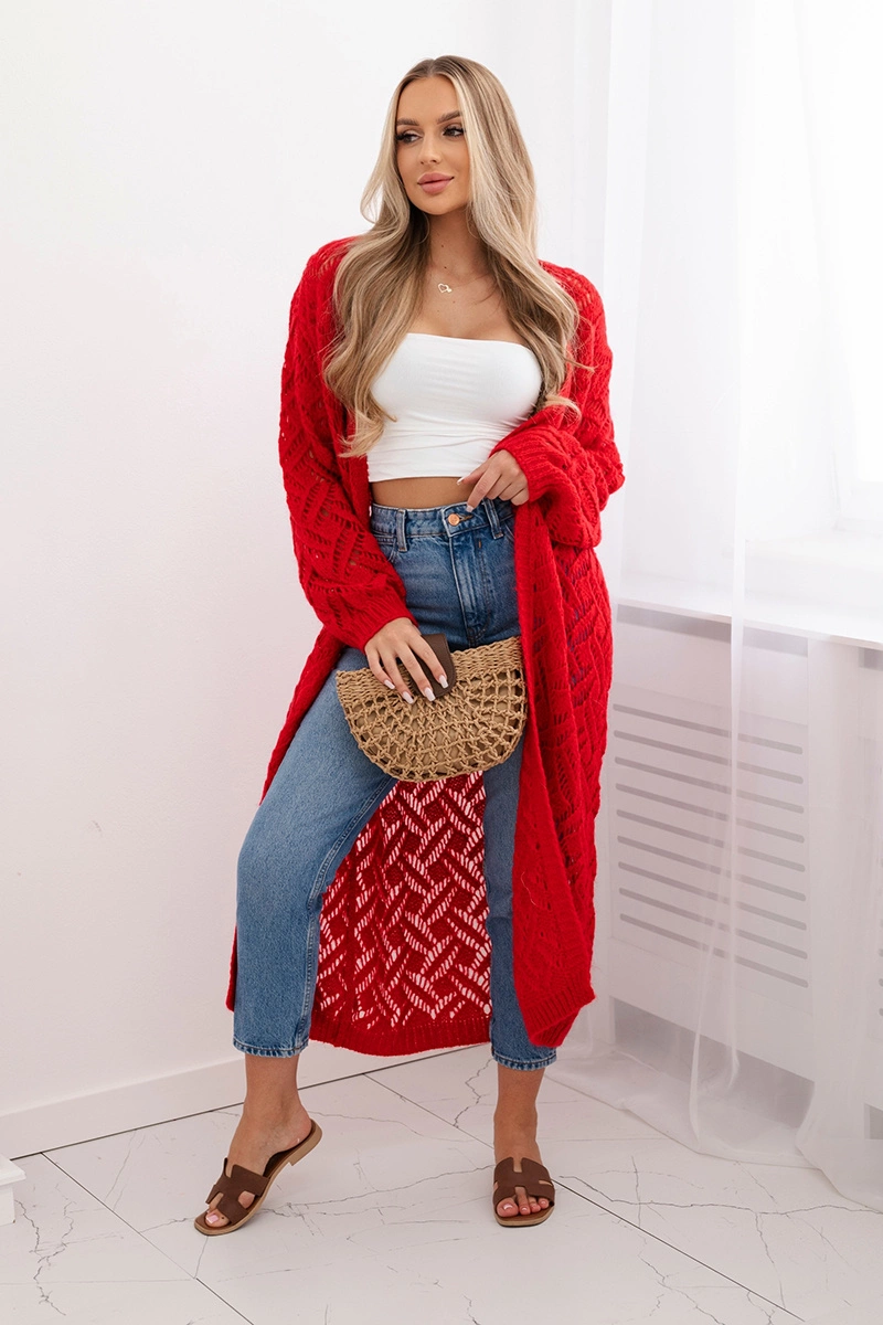 Long cardigan Super KID Mohair red