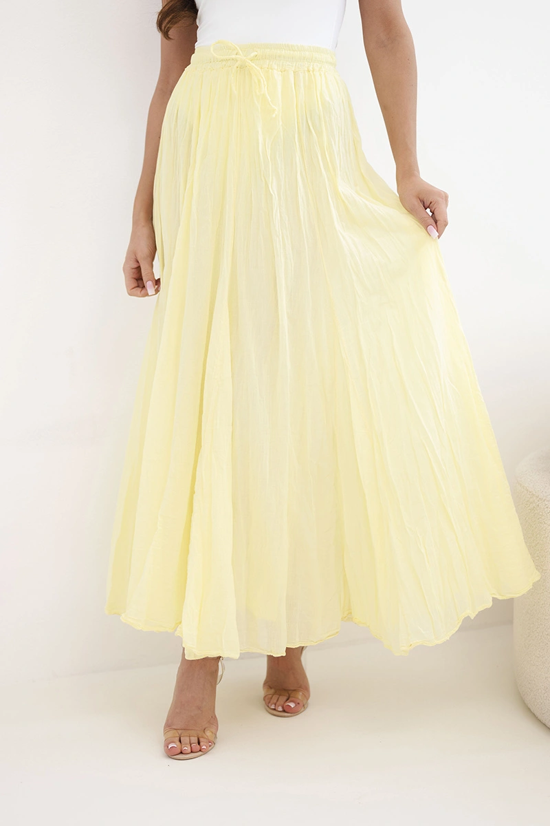 Дамска макси пола Kesi с ластик на талията, жълта