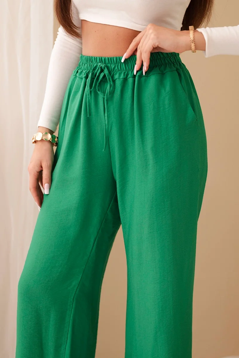 Viscose wide green trousers