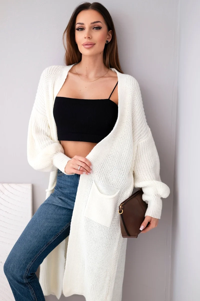 Kesi Włoski Sweater long cardigan ecru