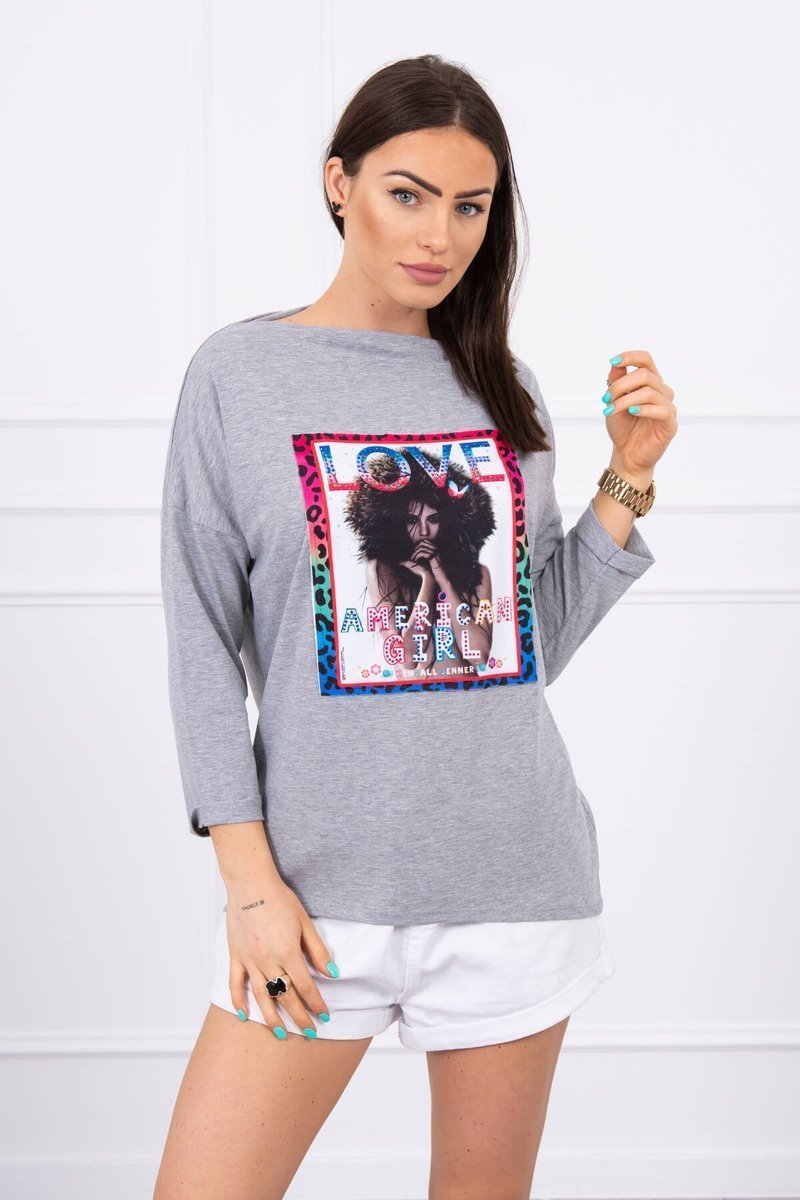 Blouse With American Girl Graphic Grey