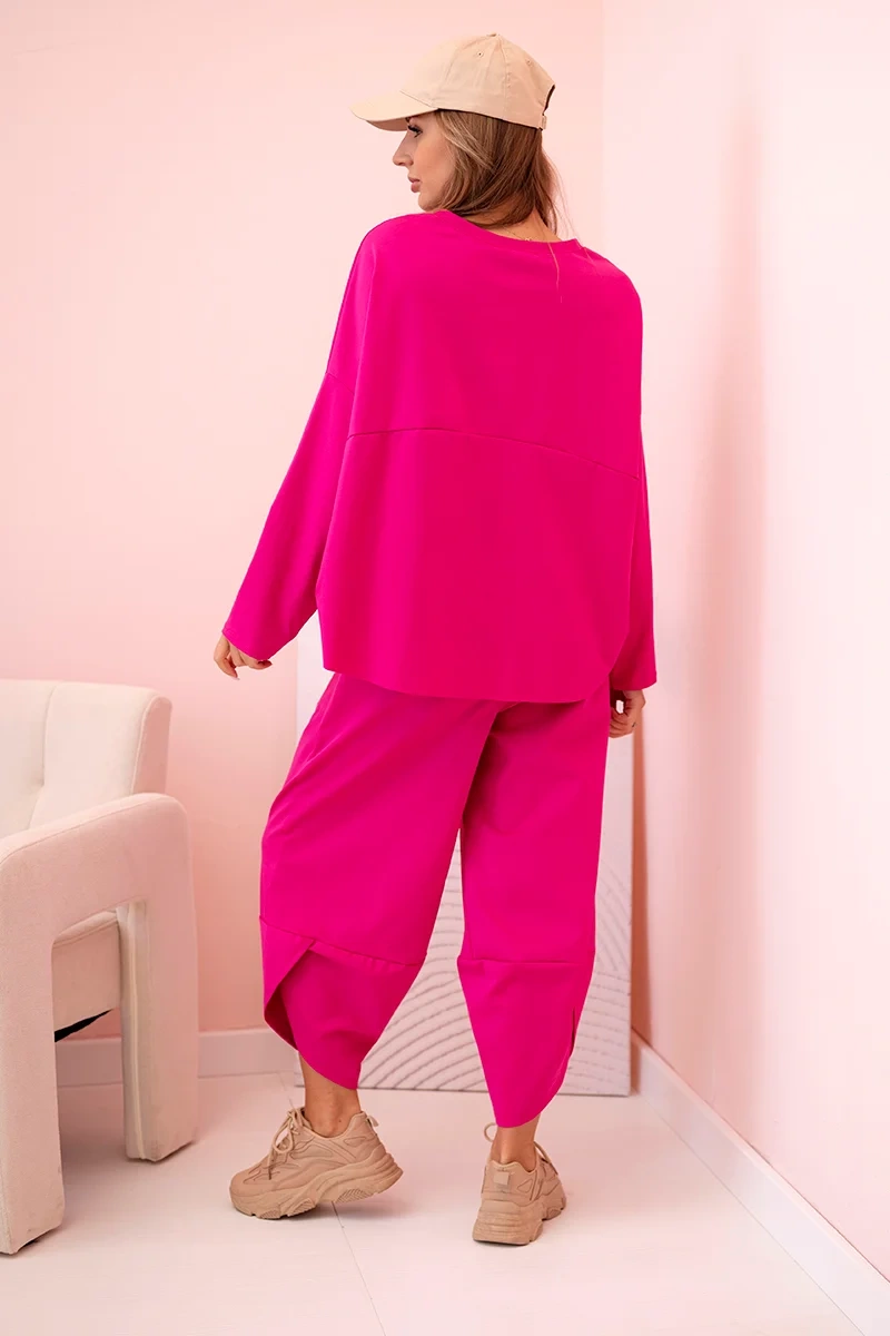 Włoski Set of new punto sweatshirt pants fuchsia