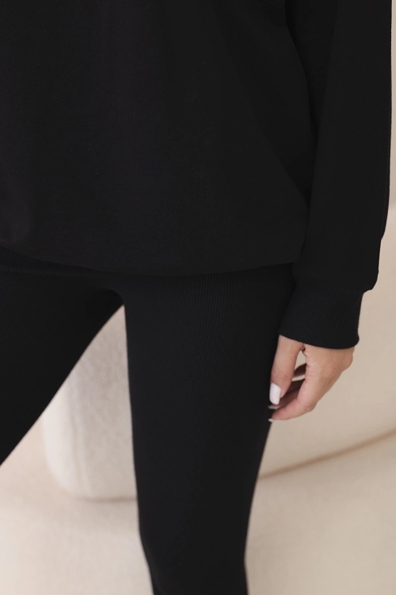 Set of cotton sweatshirt + leggings black
