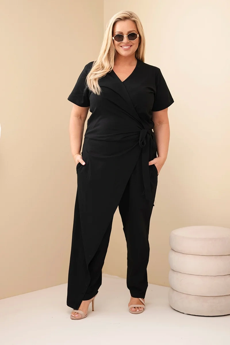 Kesi Dámsky plus size overal s viazaním
