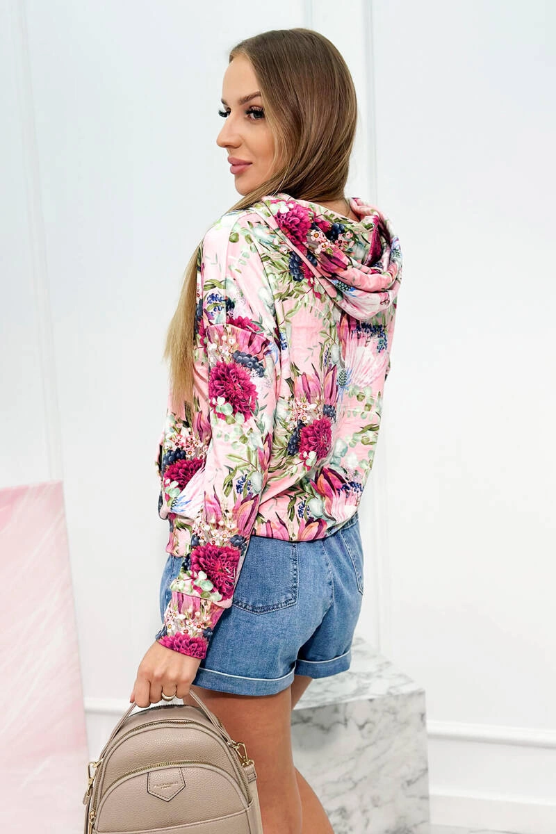 Velour hoodie in pink