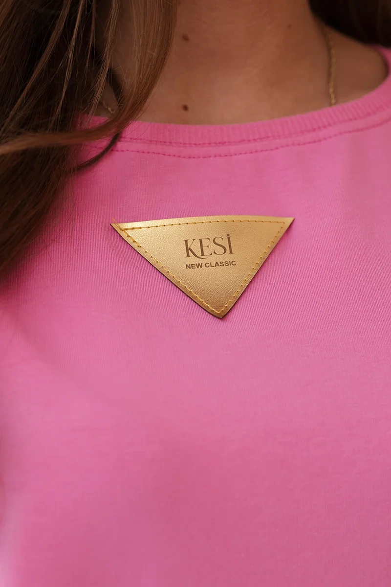 Cotton blouse with pleats on the shoulders light pink