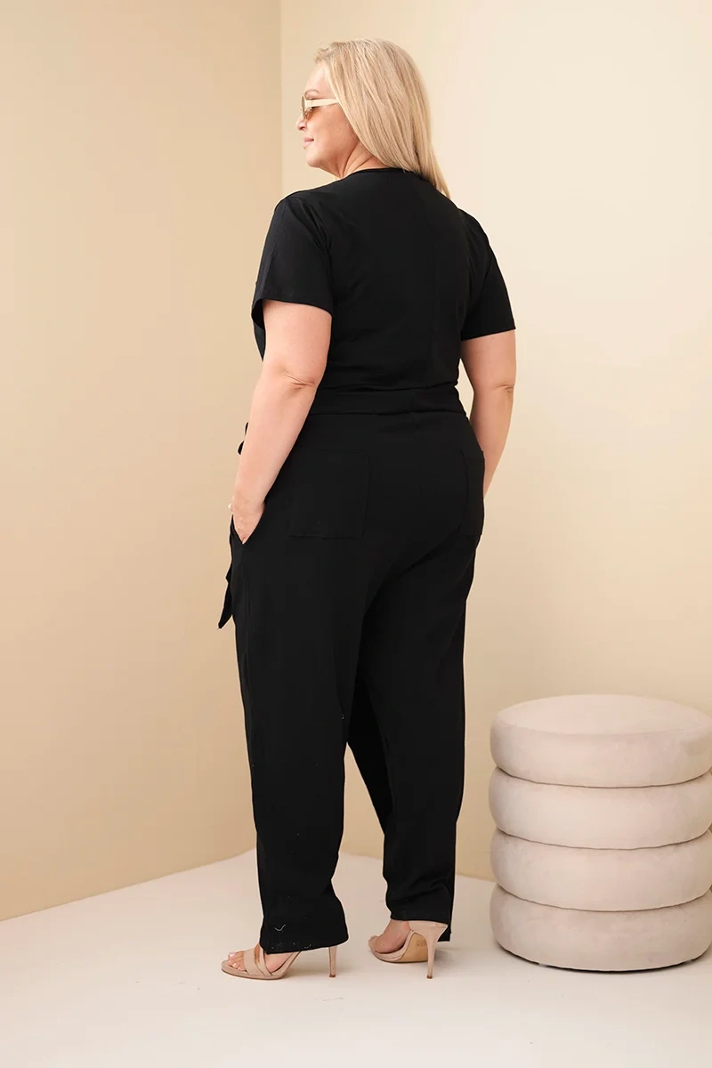 Kesi Dámsky plus size overal s viazaním