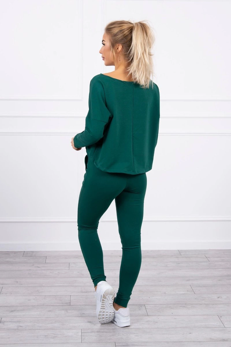 marka niezdefiniowana Set with oversized blouse green
