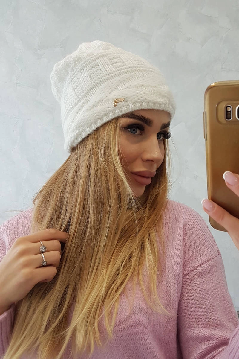 marka niezdefiniowana Cap with fleece Edyta K298 ecru