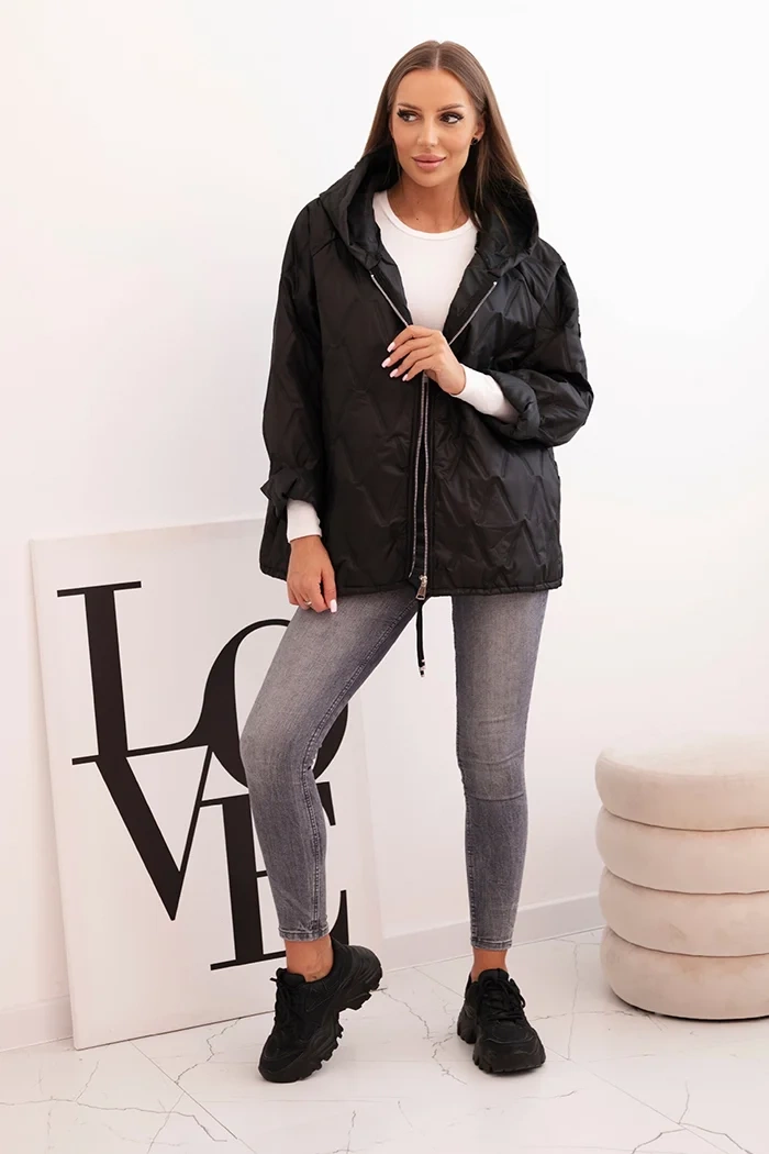 Kesi Włoski Women's quilted jacket with a hood black