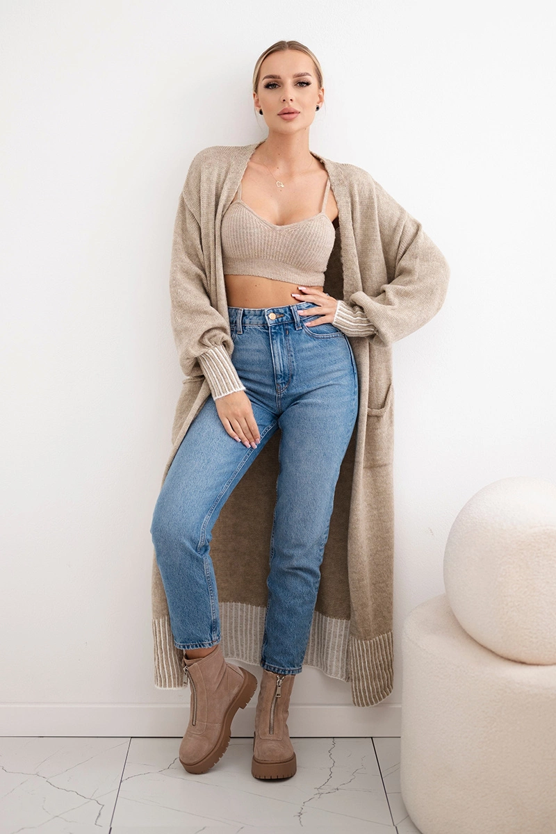 Kesi Włoski Cardigan with pockets dark beige