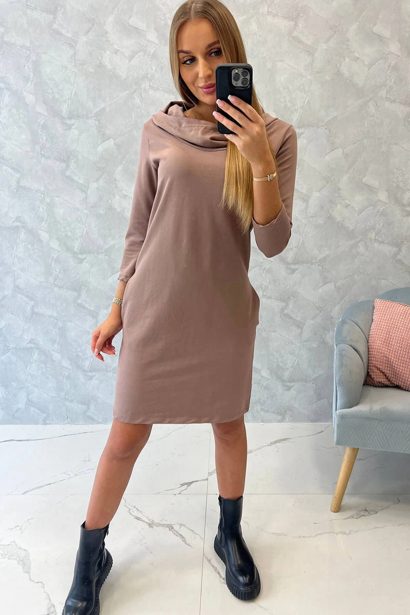 Dress with hood and mocha pockets