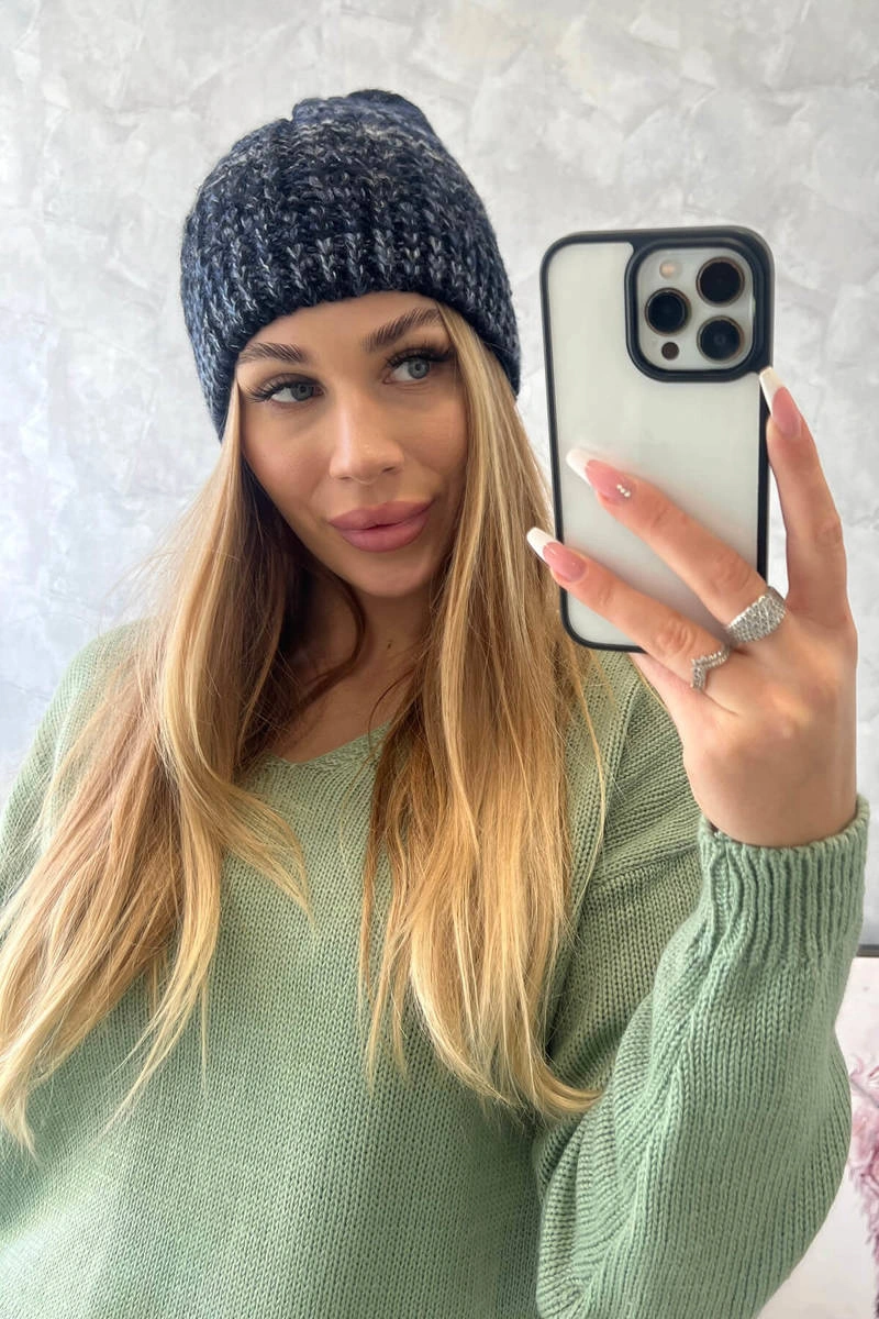 marka niezdefiniowana Čapica s fleece Melisa K241 čierna+námornícka modrá