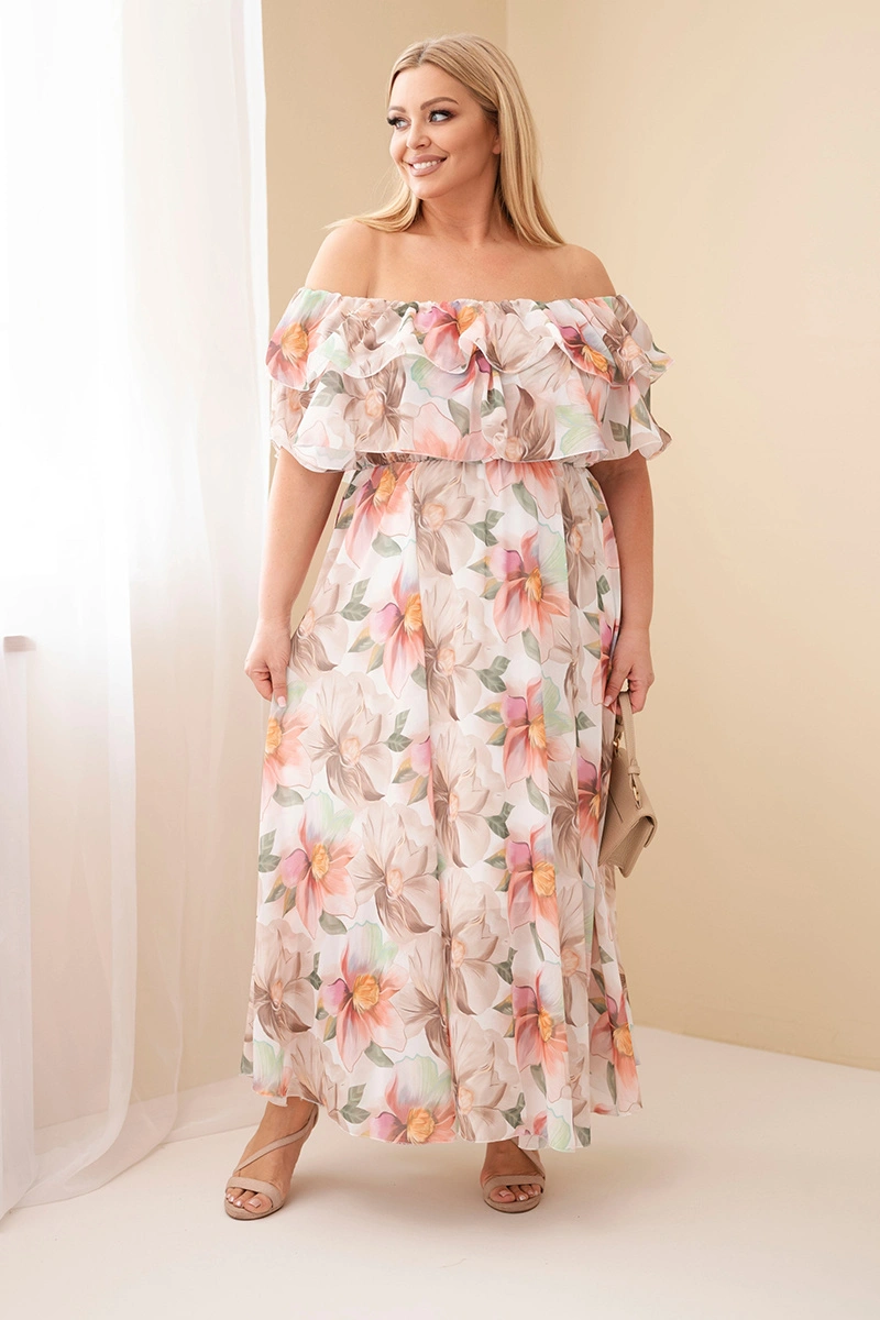 Дамска рокля с големи размери и открити рамене